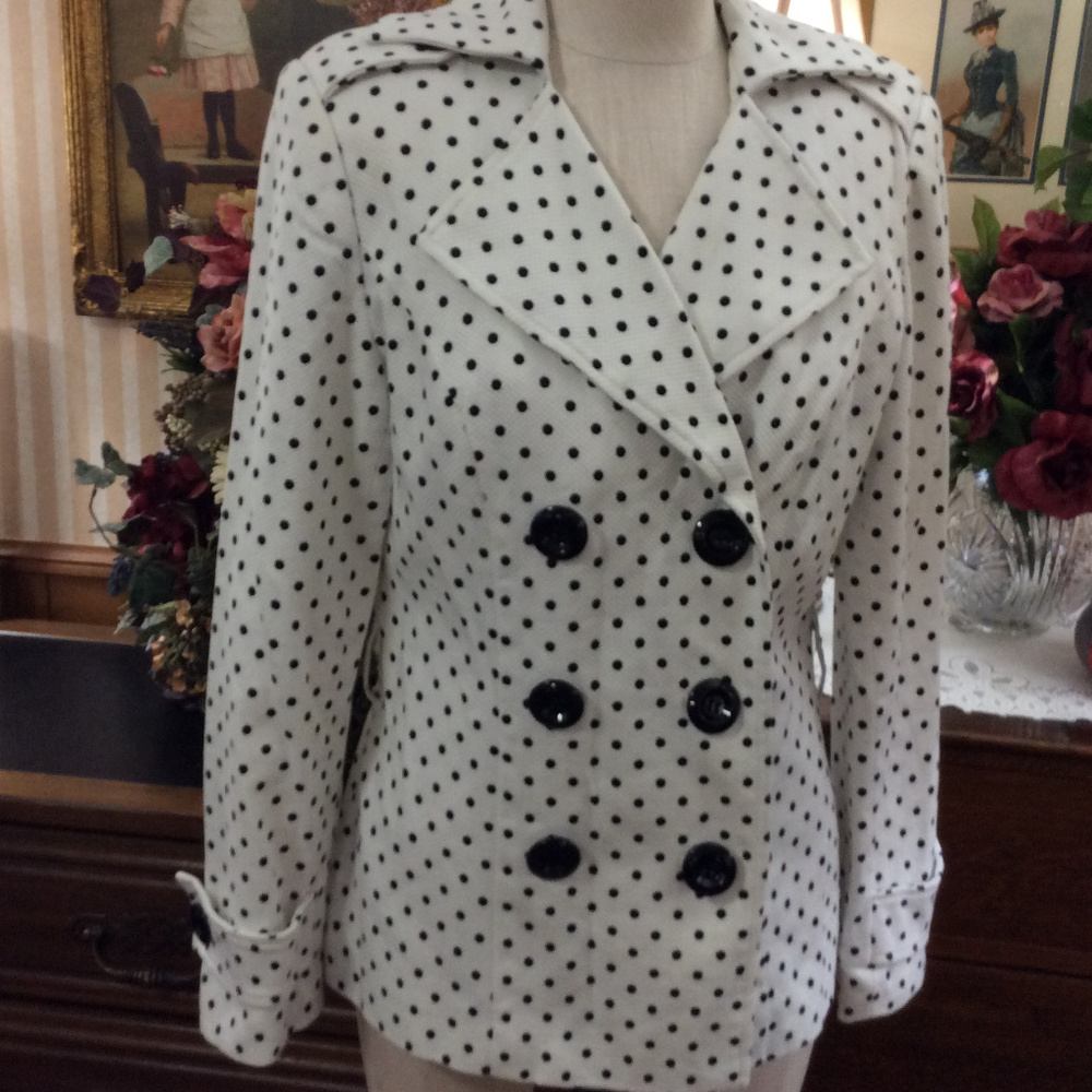 Super Cute Polkadot Double Breast Blazer with Epaulets Marina Luna